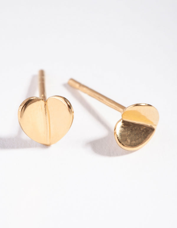 Yellow Gold Plated 3D Heart Stone Earrings