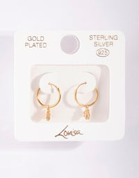 Gold Plated Sterling Silver Bee Charm Hoop Earrings - link has visual effect only
