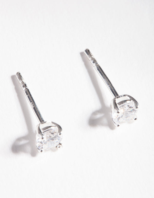 Sterling Silver Cubic Zirconia 1/4 Carat Stud Earrings