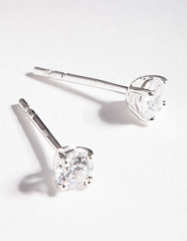Sterling Silver Cubic Zirconia 1/4 Carat Stud Earrings