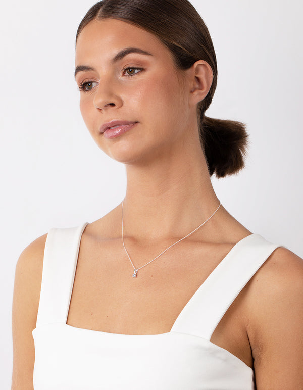 Sterling Silver Cubic Zirconia 1/4 Carat Bale Necklace