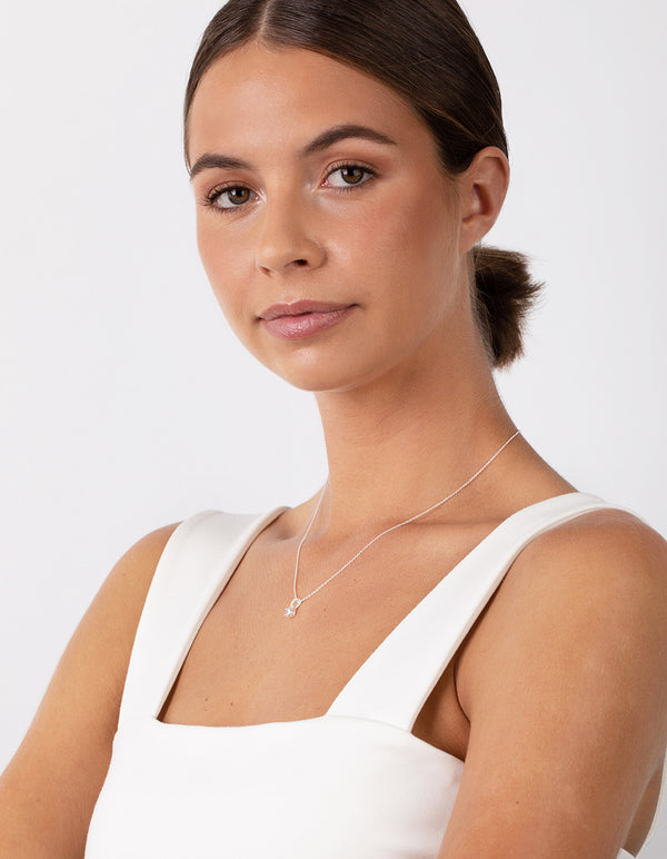 Sterling Silver Cubic Zirconia 1/2 Carat Bale Necklace