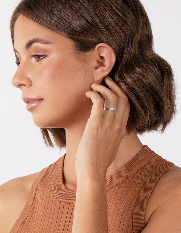 Sterling Silver Cubic Zirconia Twisted Ring Pack