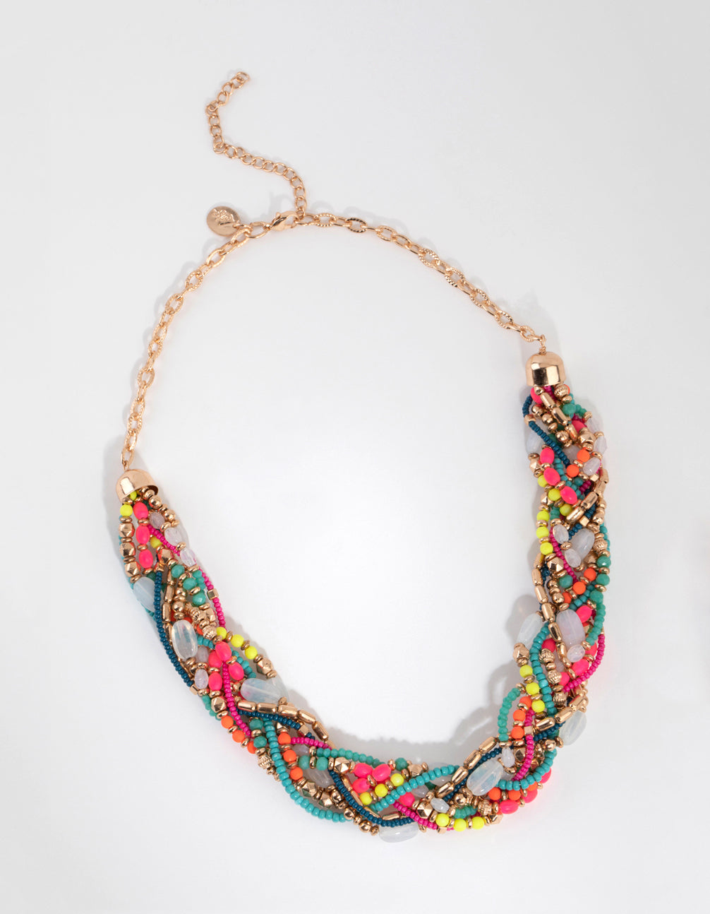 Multicoloured Beaded Plait Collar Necklace
