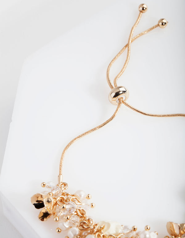 Gold Flower Pearl Bracelet
