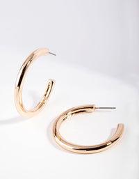 Gold Rounded C Hoop Earrings - link has visual effect only