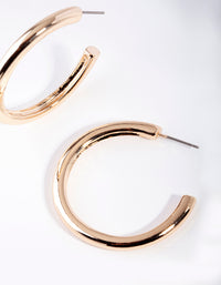 Gold Rounded C Hoop Earrings - link has visual effect only