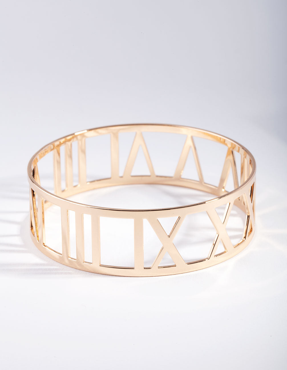 Gold Roman Numeral Cut-Out Bangle