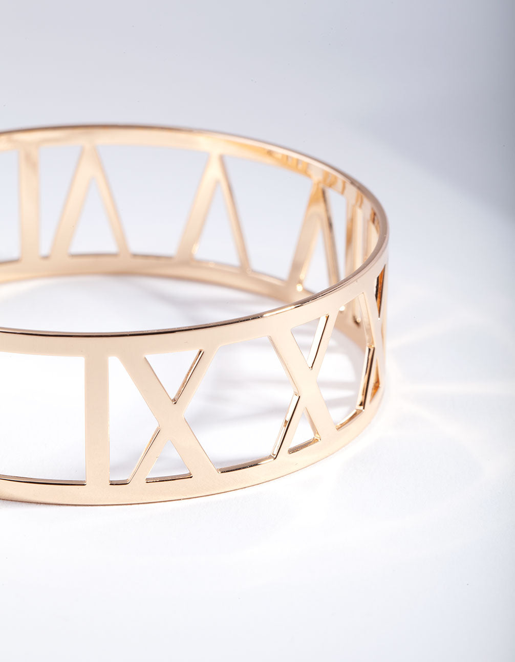 Gold Roman Numeral Cut-Out Bangle