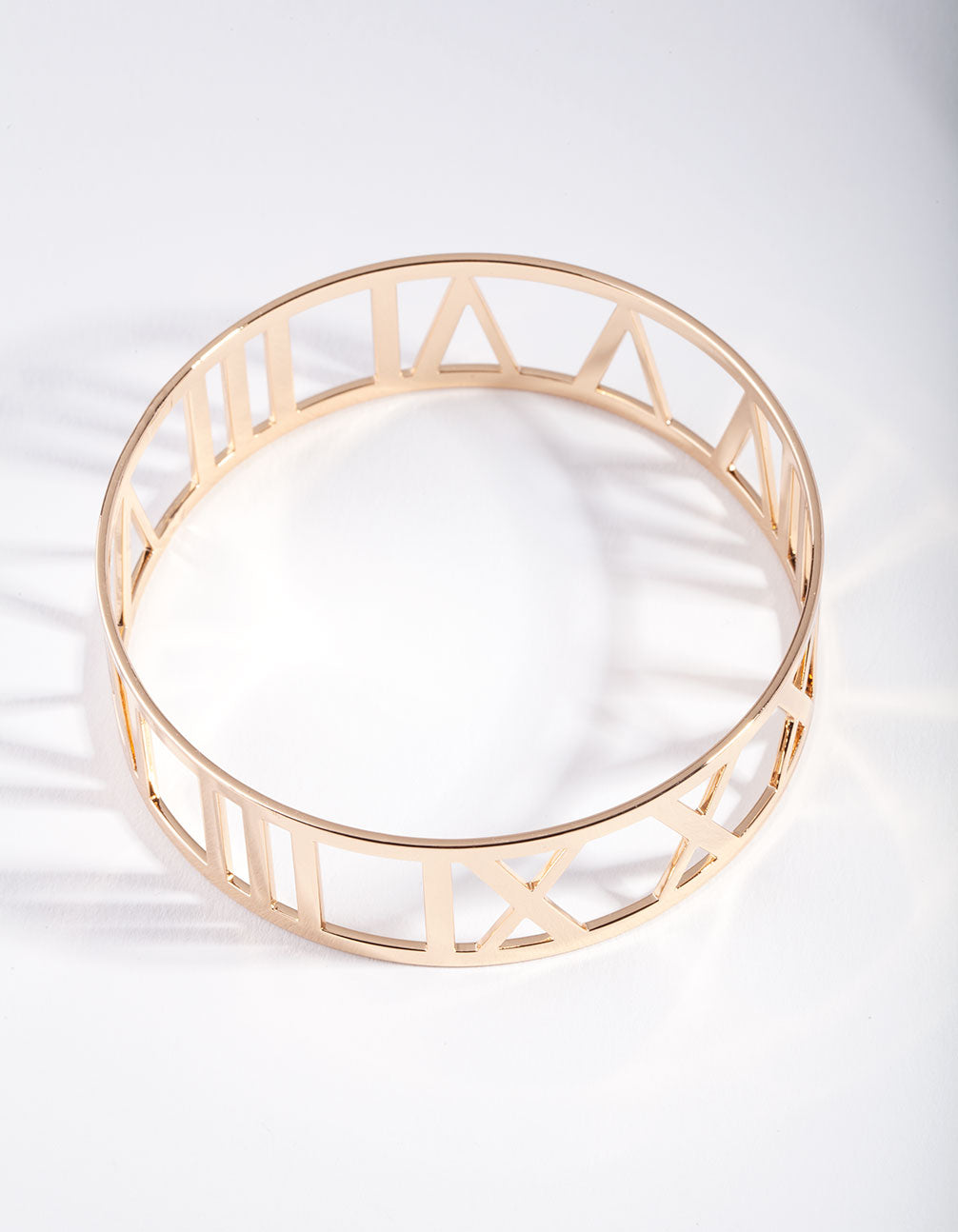 Gold Roman Numeral Cut-Out Bangle