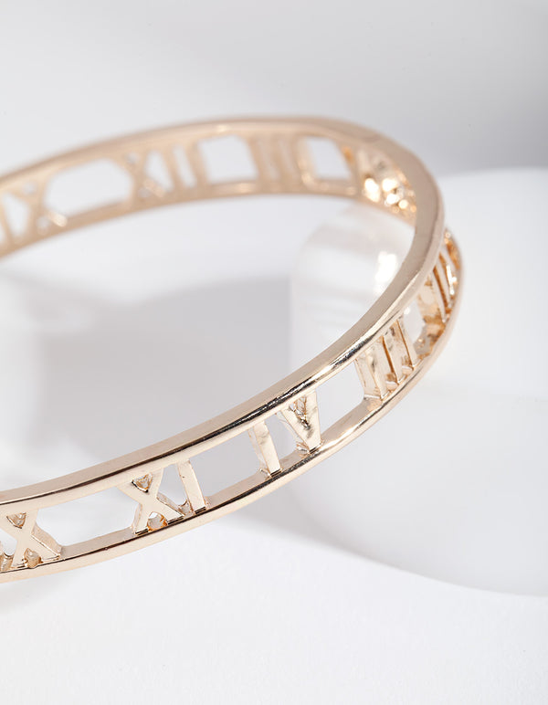 Gold Roman Numeral Bangle