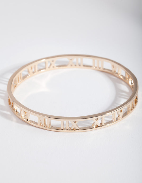 Gold Roman Numeral Bangle