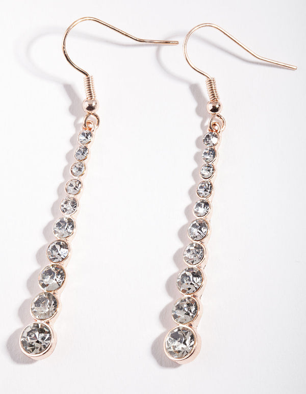 Rose Gold Multi Diamante Geometric Bar Earrings
