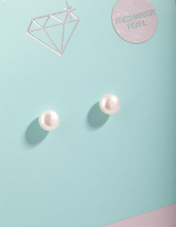 Sterling Silver 5mm Freshwater Pearl Stud Earrings