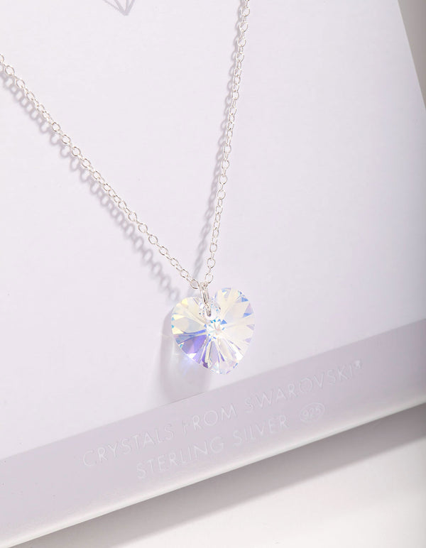 Sterling Silver Diamond Simulant Heart Pendant Necklace