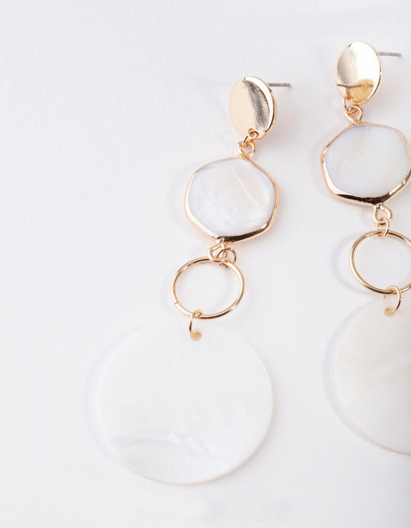 Gold Shell Drop Earrings
