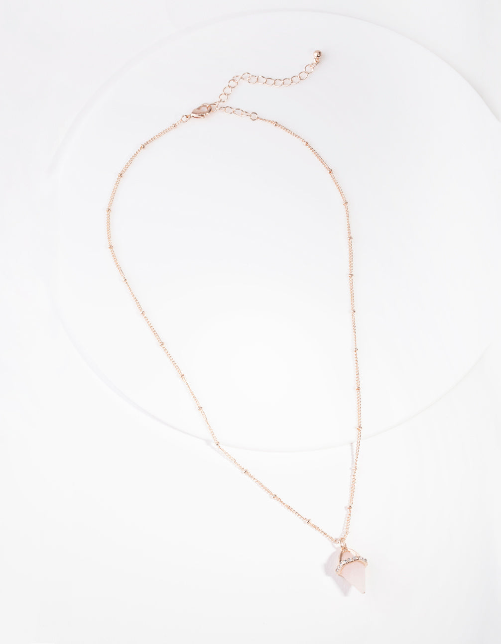 Rose Gold Encased Rose Quartz Stone Necklace