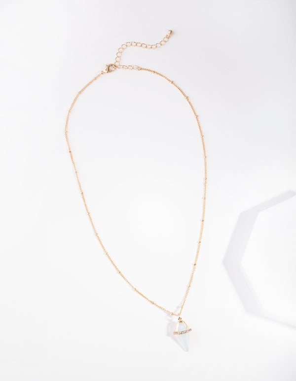 Gold Diamante Moonstone Encased Necklace