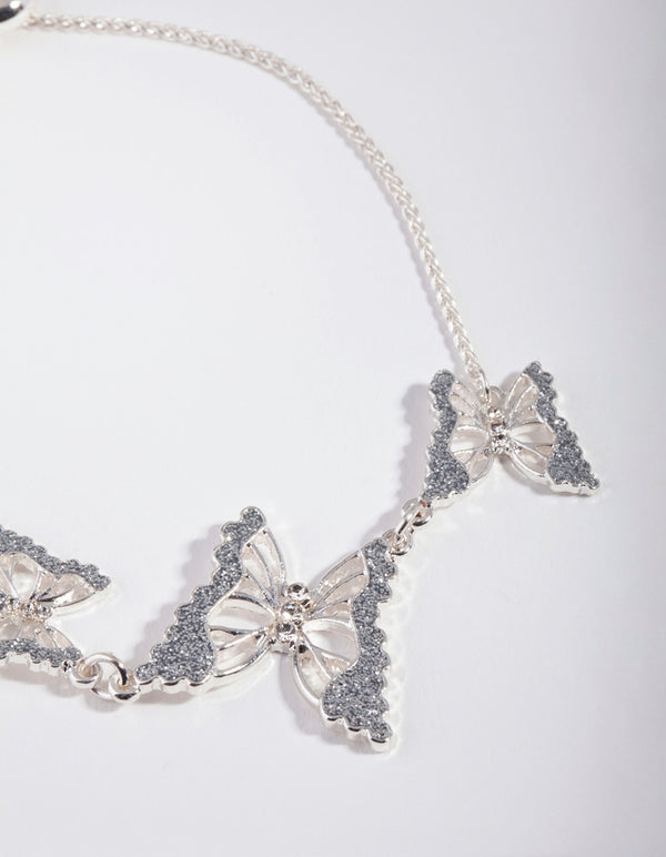 Silver Glitter Butterfly Toggle Bracelet