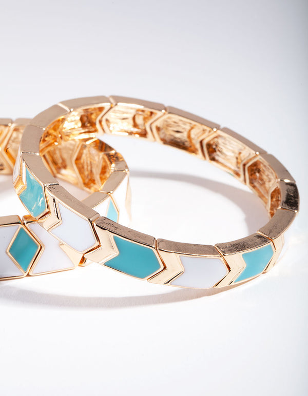 Blue & Gold Triangle Enamel Bracelet Pack