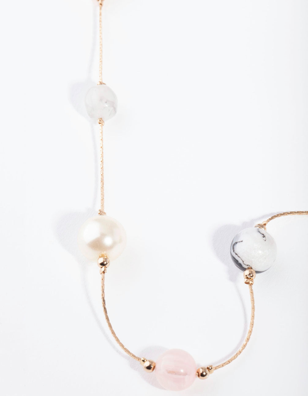 Gold Multi Coloured Pastel Acrylic Pearl Necklace