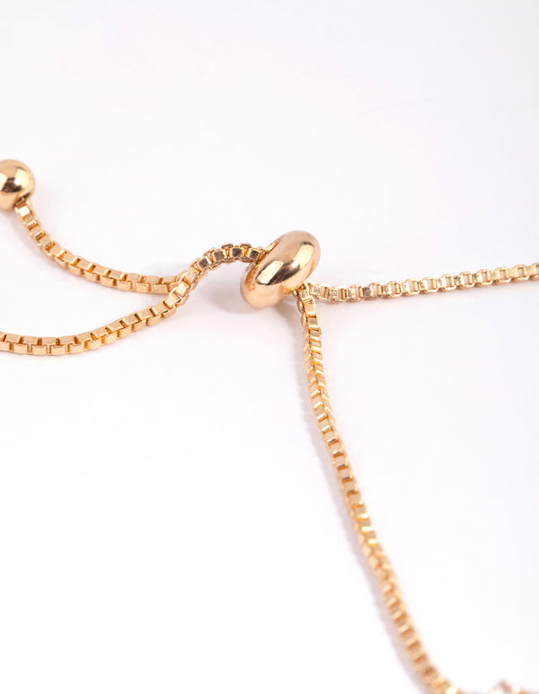 Gold Cubic Zirconia Cupchain Flower Toggle Bracelet