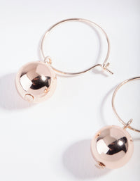 Rose Gold Solid Ball Hoop Earrings - link has visual effect only