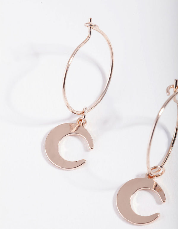 Rose Gold Mini Huggie Moon Earrings