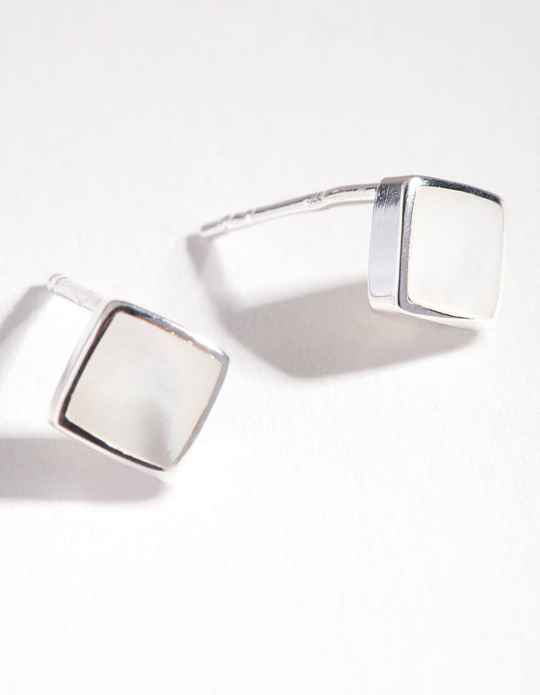 Sterling Silver Minimal Cube Stud Earrings