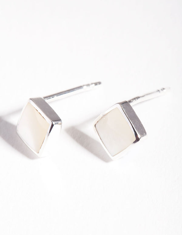 Sterling Silver Minimal Cube Stud Earrings