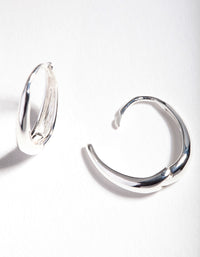 Sterling Silver Oval Drop Huggie Earrings - link has visual effect only