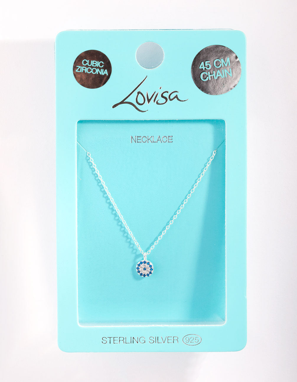 Sterling Silver Evil Eye Disc Necklace