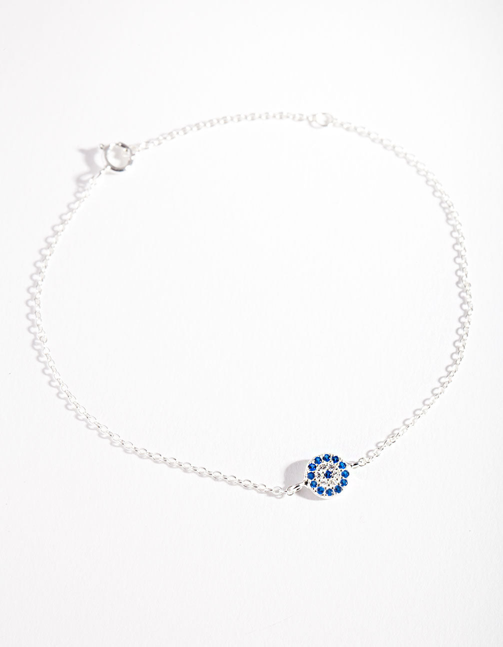 Sterling Silver Evil Eye Disc Bracelet