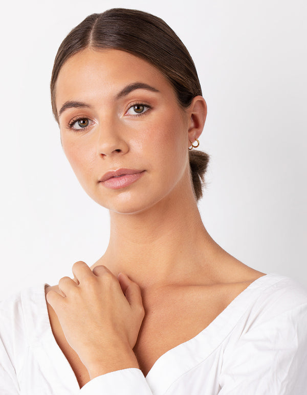 Gold Plated Sterling Silver Mix Thick Hoop Earring Pack