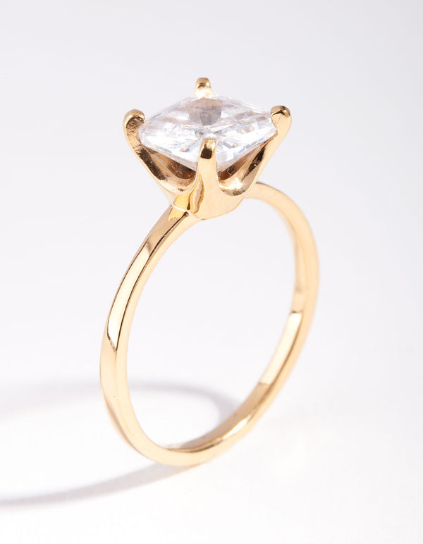 Gold Plated Sterling Silver 1.5 Carat Cushion Ring
