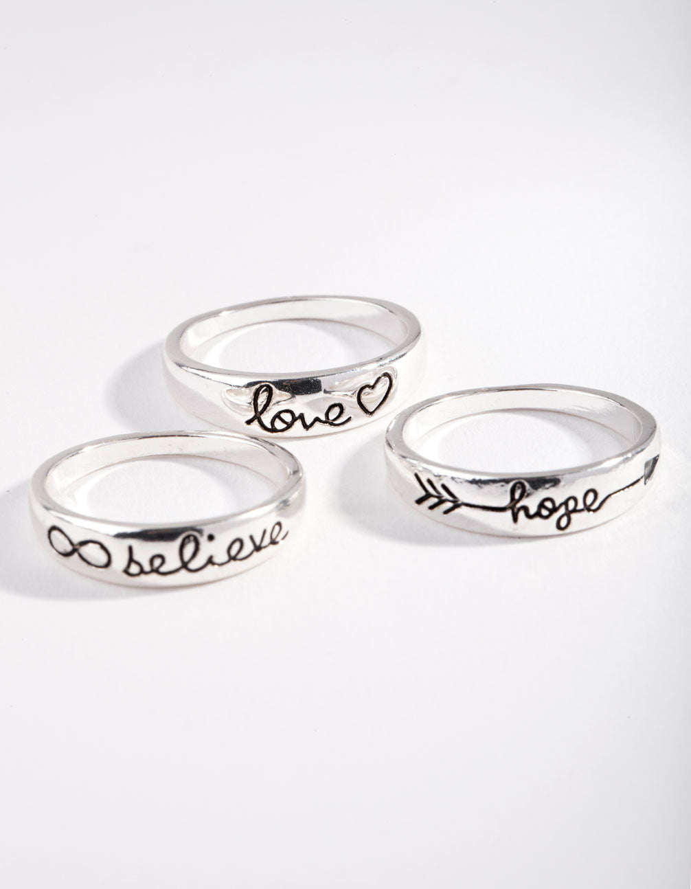 Silver Inspirational Word Ring Pack