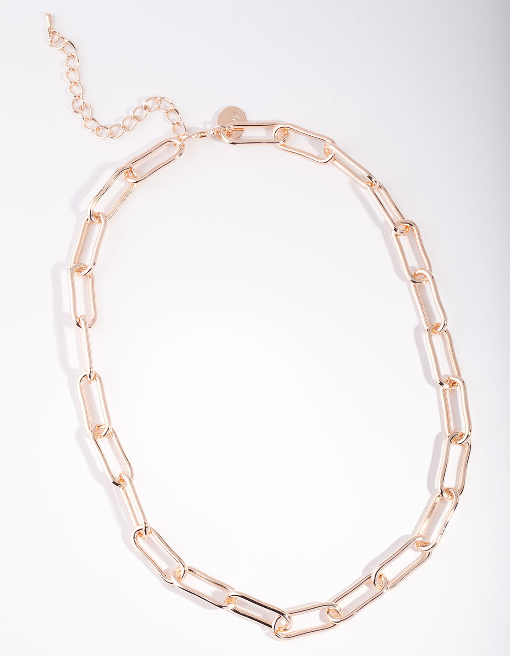 Rose Gold Rectangle Chain Link Necklace