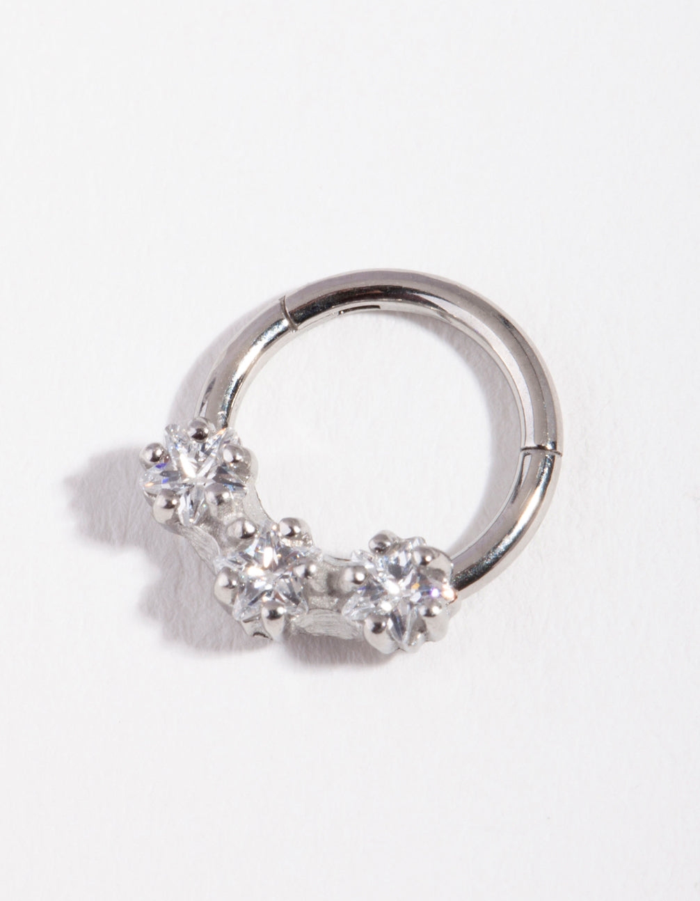 Surgical Steel Cubic Zirconia Triple Star Clicker