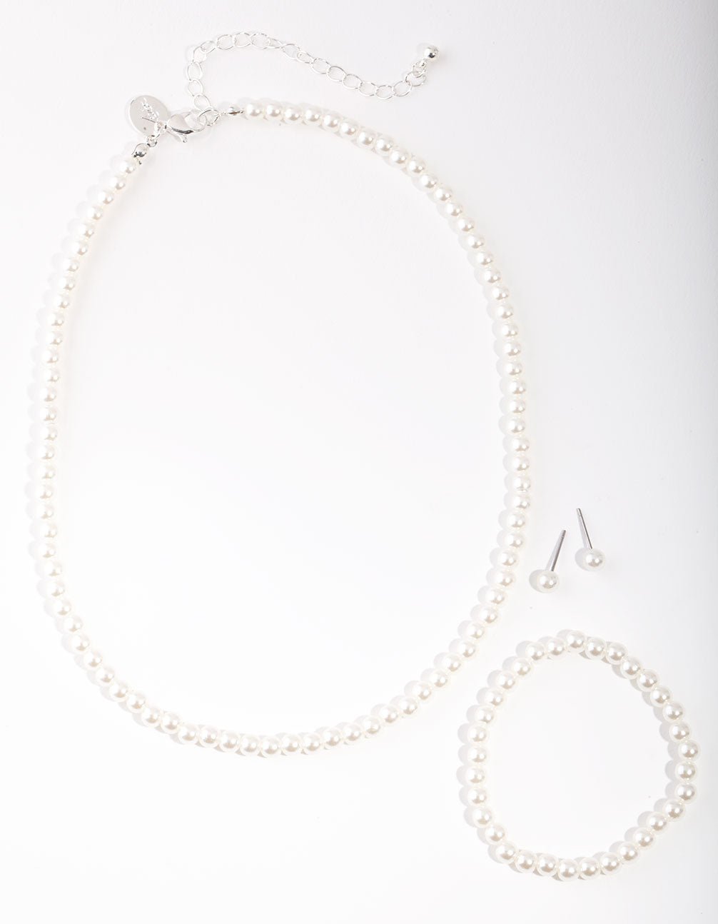 Kids Silver Classic Pearl Jewellery Set