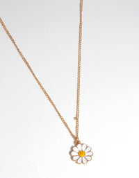 Gold Enamel Daisy Drop Necklace - link has visual effect only