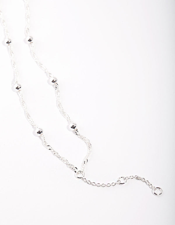 Silver 2 Row Chain & Ball Bracelet
