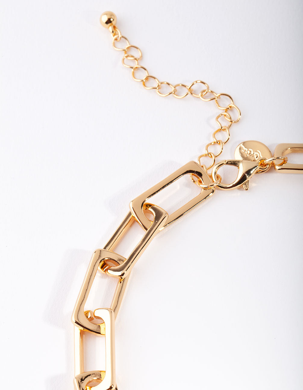 Gold Plated Large Rectangle Link Chain Necklace