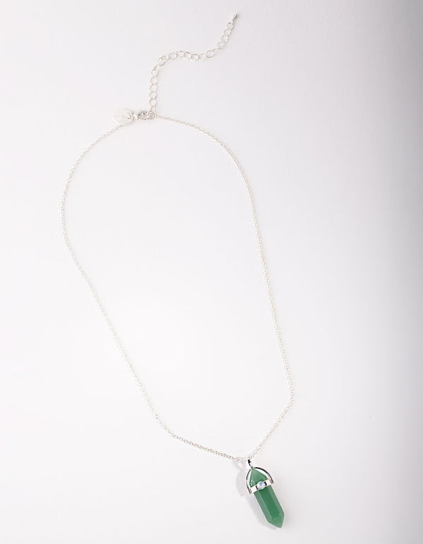 Silver Green Semi-Precious Cage Shard Necklace