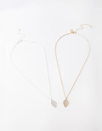 Mixed Metal Filigree Leaf Necklace Pack - link has visual effect only