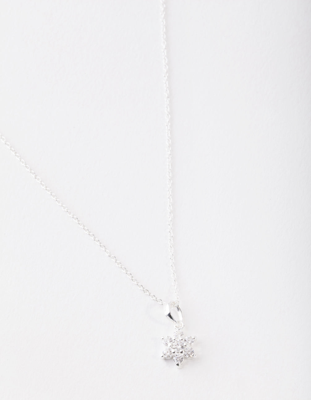 Sterling Silver Cubic Zirconia Flower Necklace