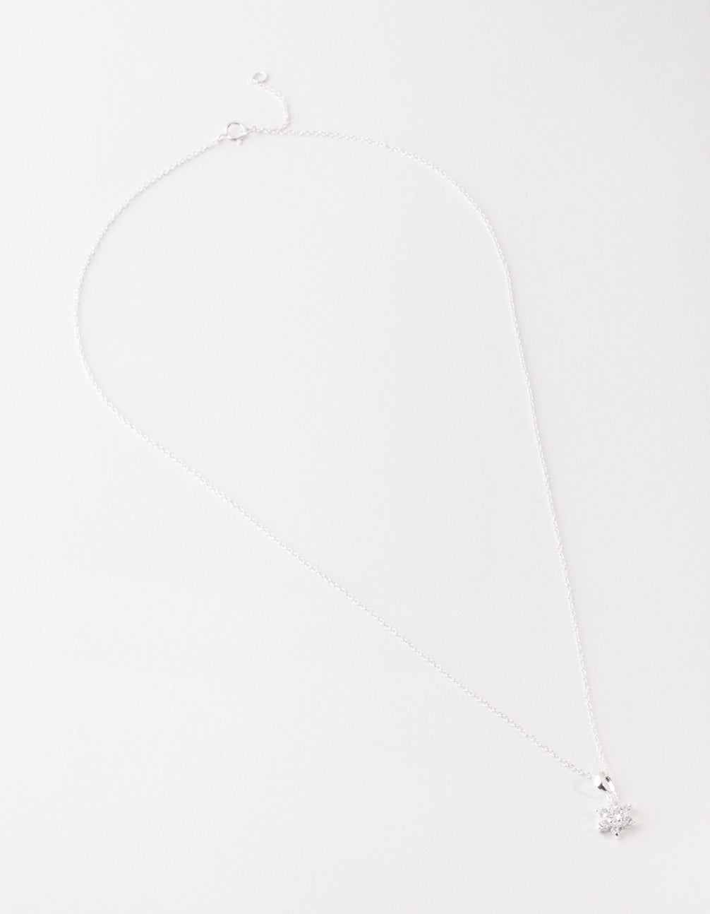 Sterling Silver Cubic Zirconia Flower Necklace