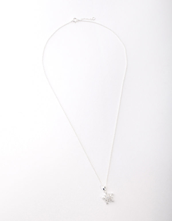 Sterling Silver Cubic Zirconia Snowflake Necklace