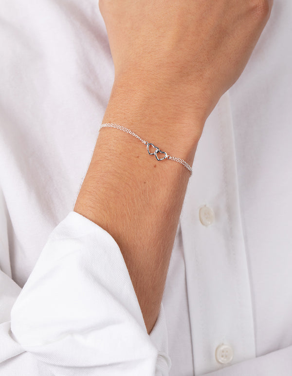 Sterling Silver Double Heart Bracelet Pack