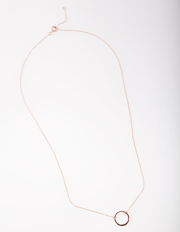 Rose Gold Plated Sterling Silver Half Pave Heart Necklace