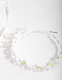 White Daisy Chain Hoop Earrings - link has visual effect only